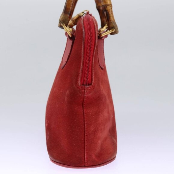 GUCCI Bamboo Hand Bag Suede Red 000 12740290 Auth yt1007 - Picture 4 of 16